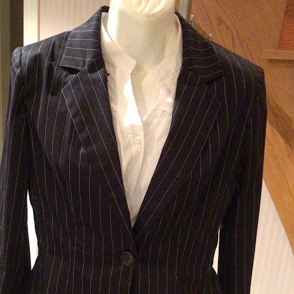 NWT black and white striped collared jacket